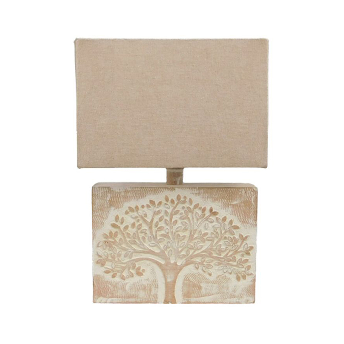 OLIVA WHITE/DIANA LAMP TABLE WOOD FABRIC WHITE BEI