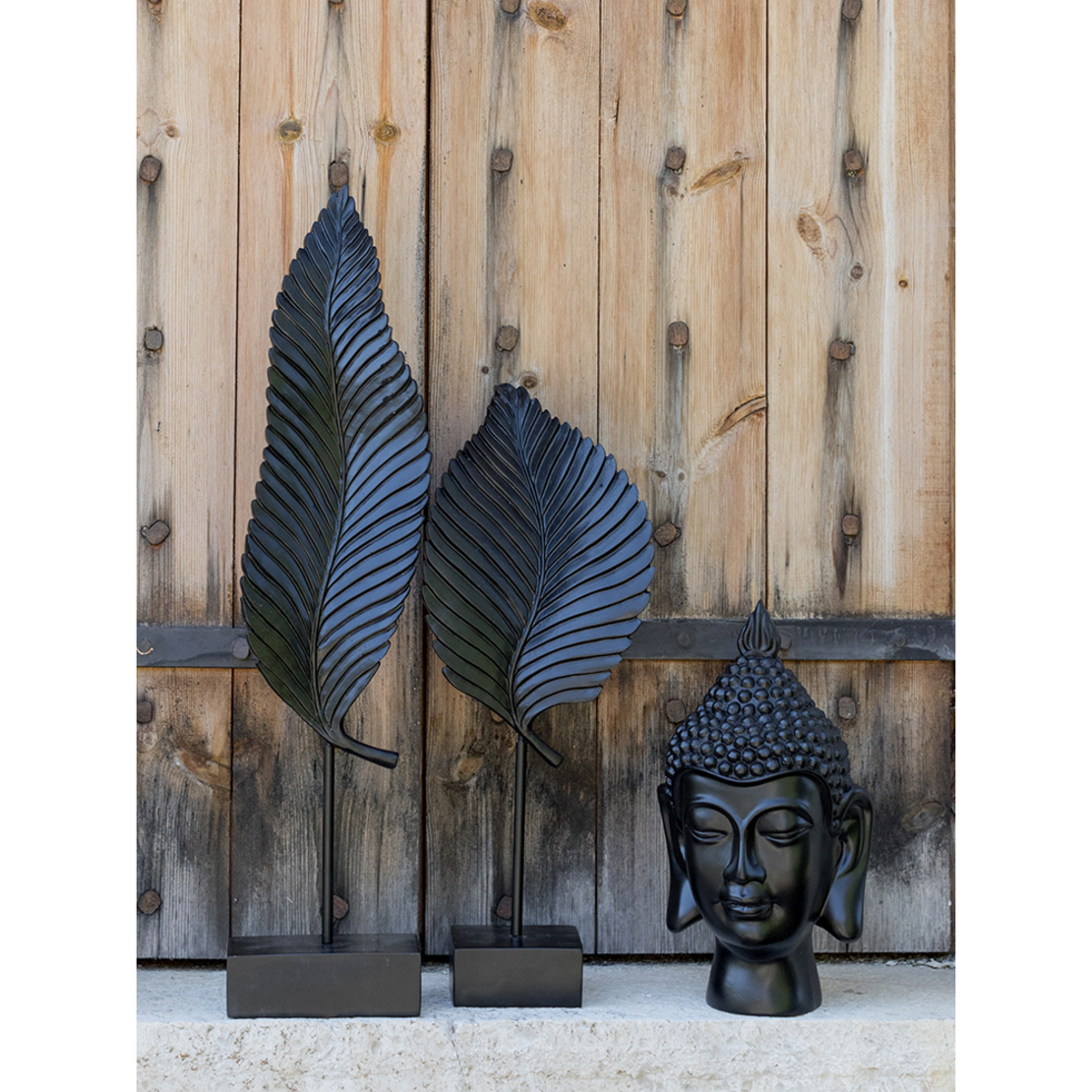 UMI DECO LEAF POLYRESIN BLACK 13x9xH57cm PRC