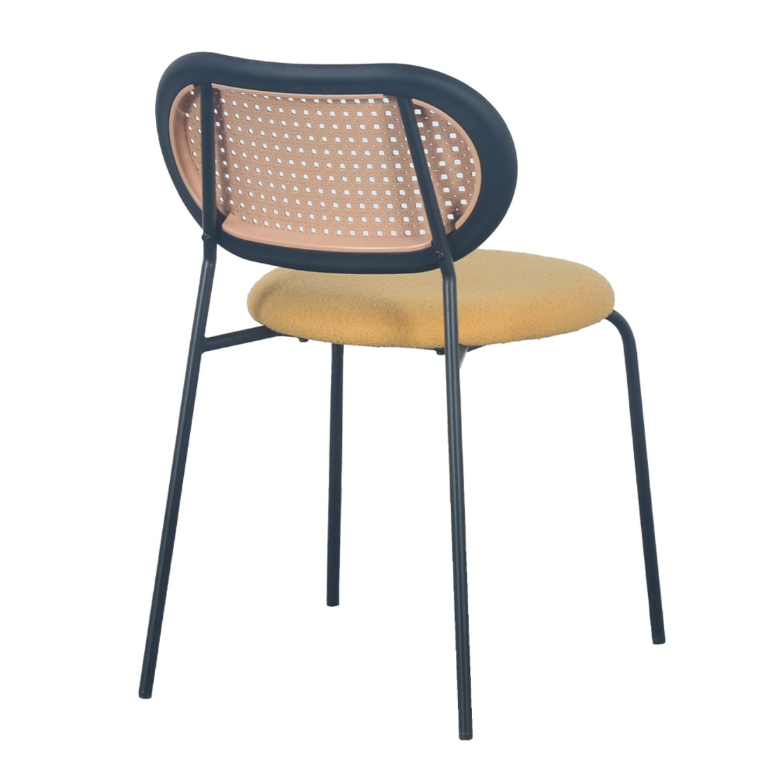 VINTAGE CHAIR FABRIC YELLOW METAL BLACK E1 PRC