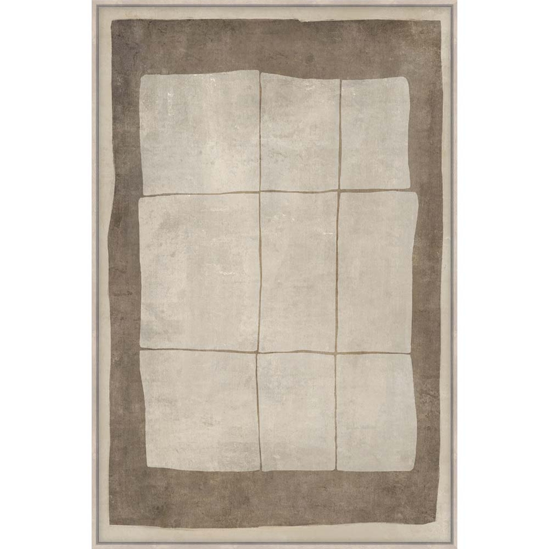 SQUARE LINES PAINTING DECORATIVE WITH FRAME 80x120x4 CANVAS BEIGE BROWN PP