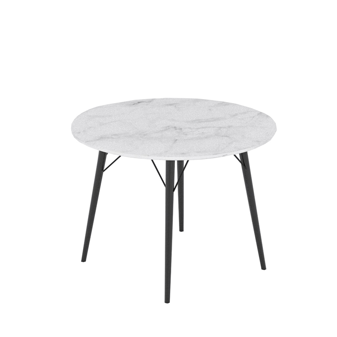 MARM TABLE ROUND TABLE MDF WITH PAPER VENEER WHITE WITH MARBLE PATTERN BLACK METAL E1 PRC