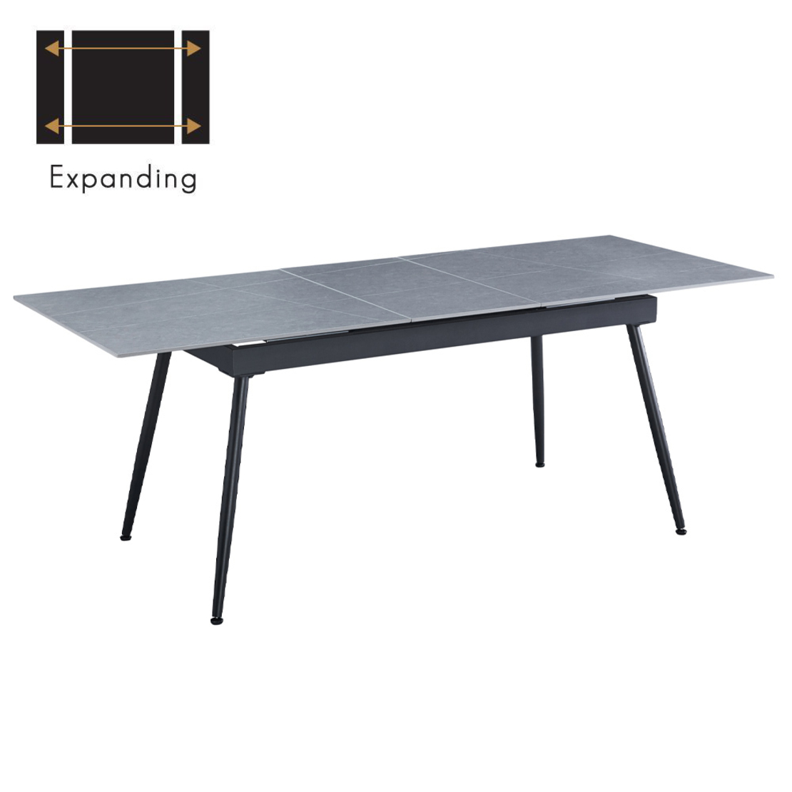 ATLANTIS TABLE EXTENDABLE CERAMIC GREY WITH MARBLE PATTERN METAL BLACK PRC