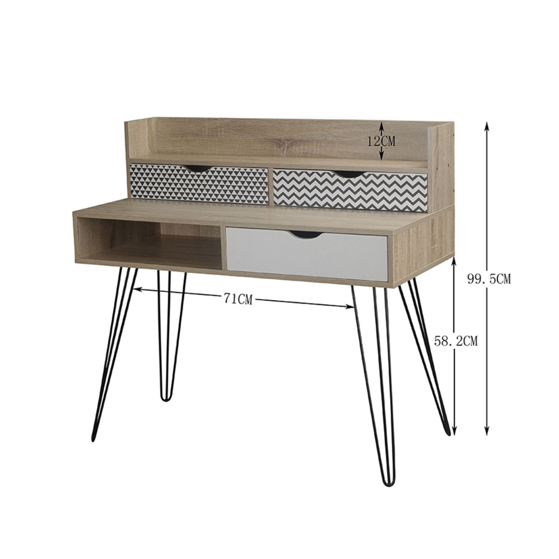 MINTONI DESK 3DRAWERS CHIPBOARD WITH MELAMINE CARTA SONOMA WHITE WITH PATTERN 100x50xH100cm E1 PRC