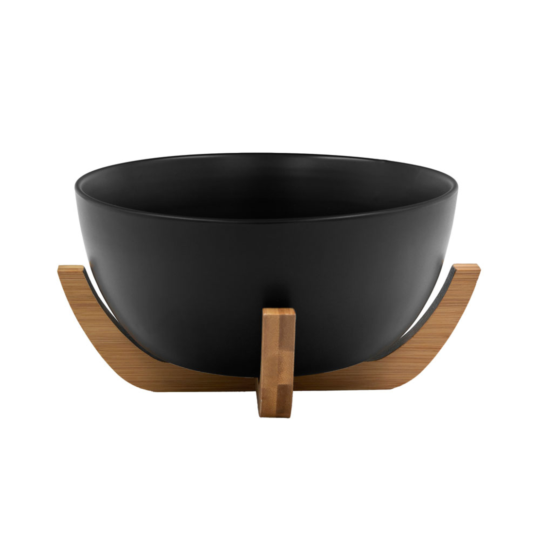 CURVE BOWL SERVING PORCELAIN BAMBOO BLACK NATURAL