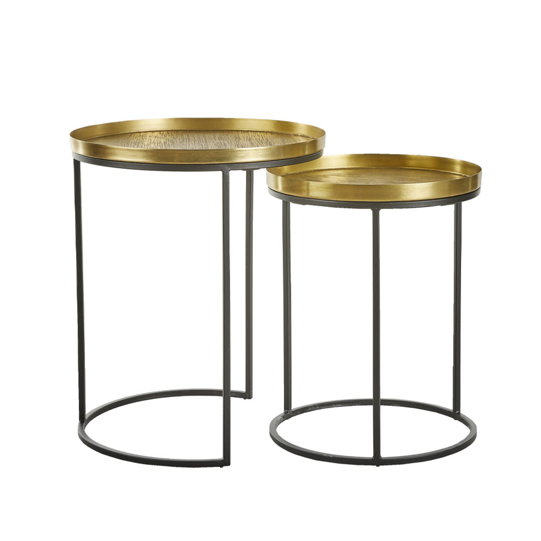 TOTALE SIDE TABLE SET 2PCS METAL BRASS ANTIQUE BLACK 49x49xH56cm IN