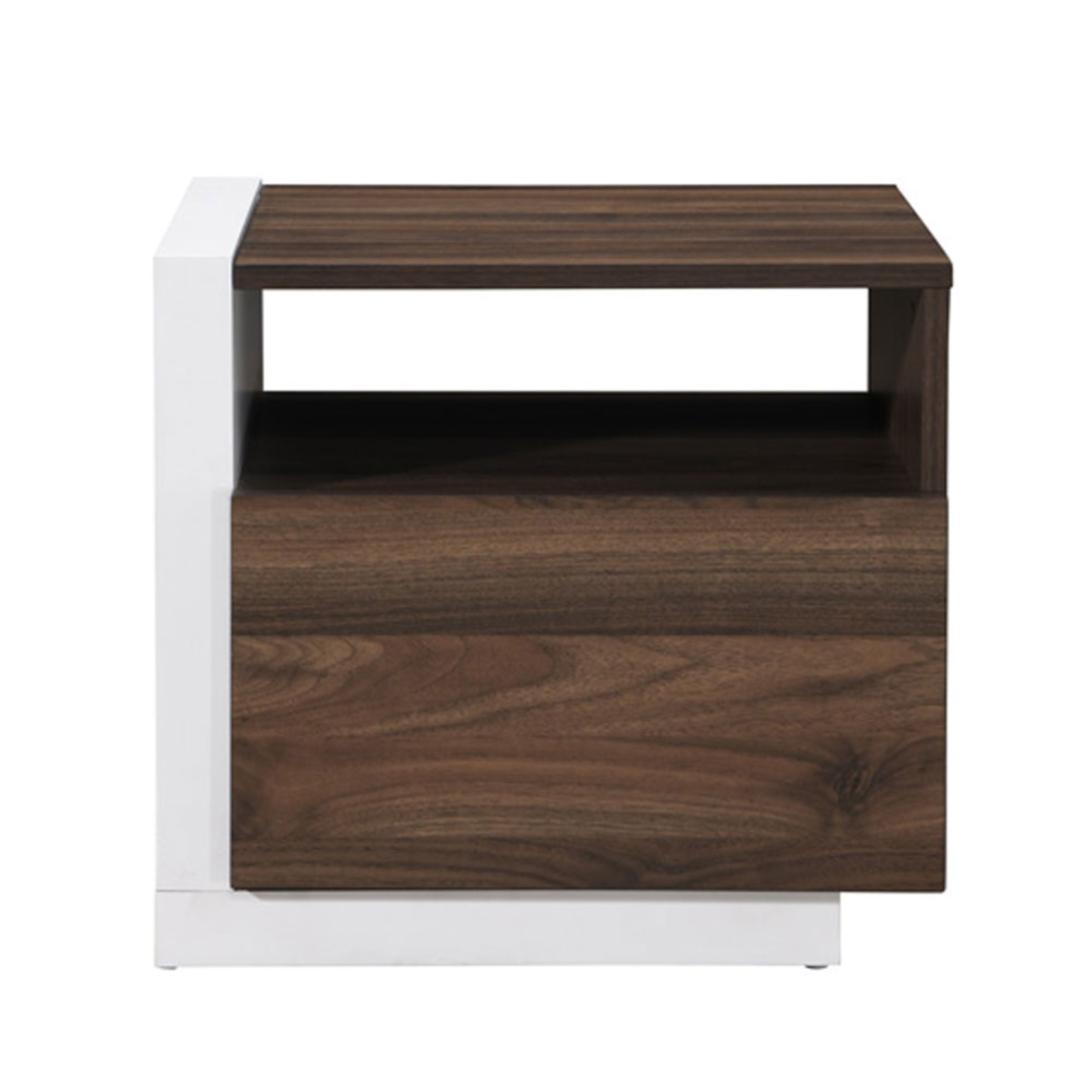 DOBLE NIGHTSTAND 1DOOR CHIPBOARD WITH MELAMINE CARTA WALNUT CHIPBOARD WITH MELAMINE CARTA WHITE E1