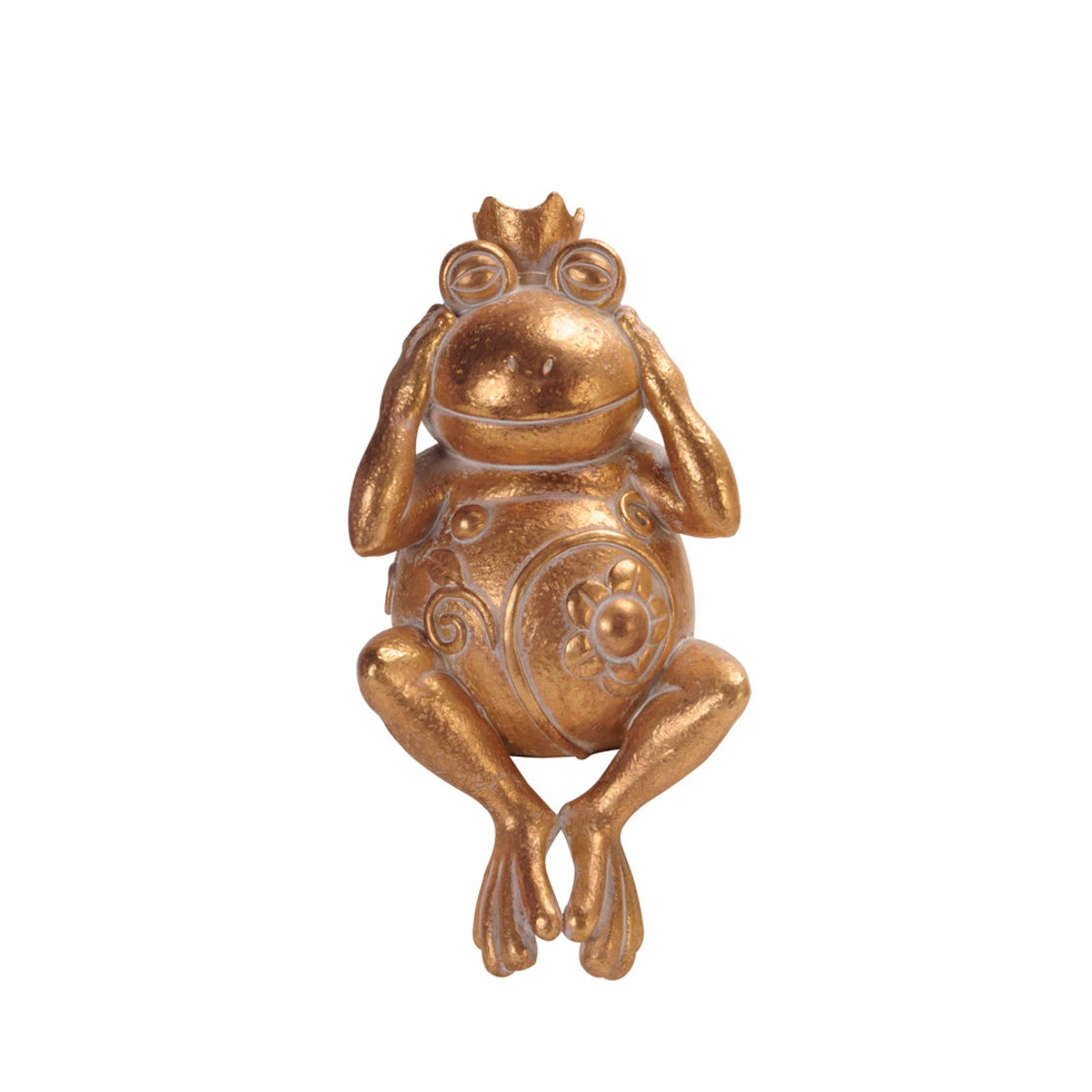 GRENOUILLE 2 DECO FROG POLYRESIN GOLD 11,3x9,5xH22