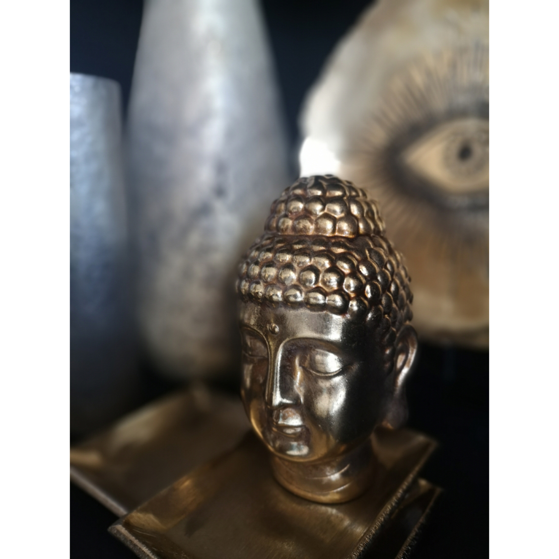 SAKIA DECO BUDDHA POLYRESIN GOLD ANTIQUE 15,5x14xH