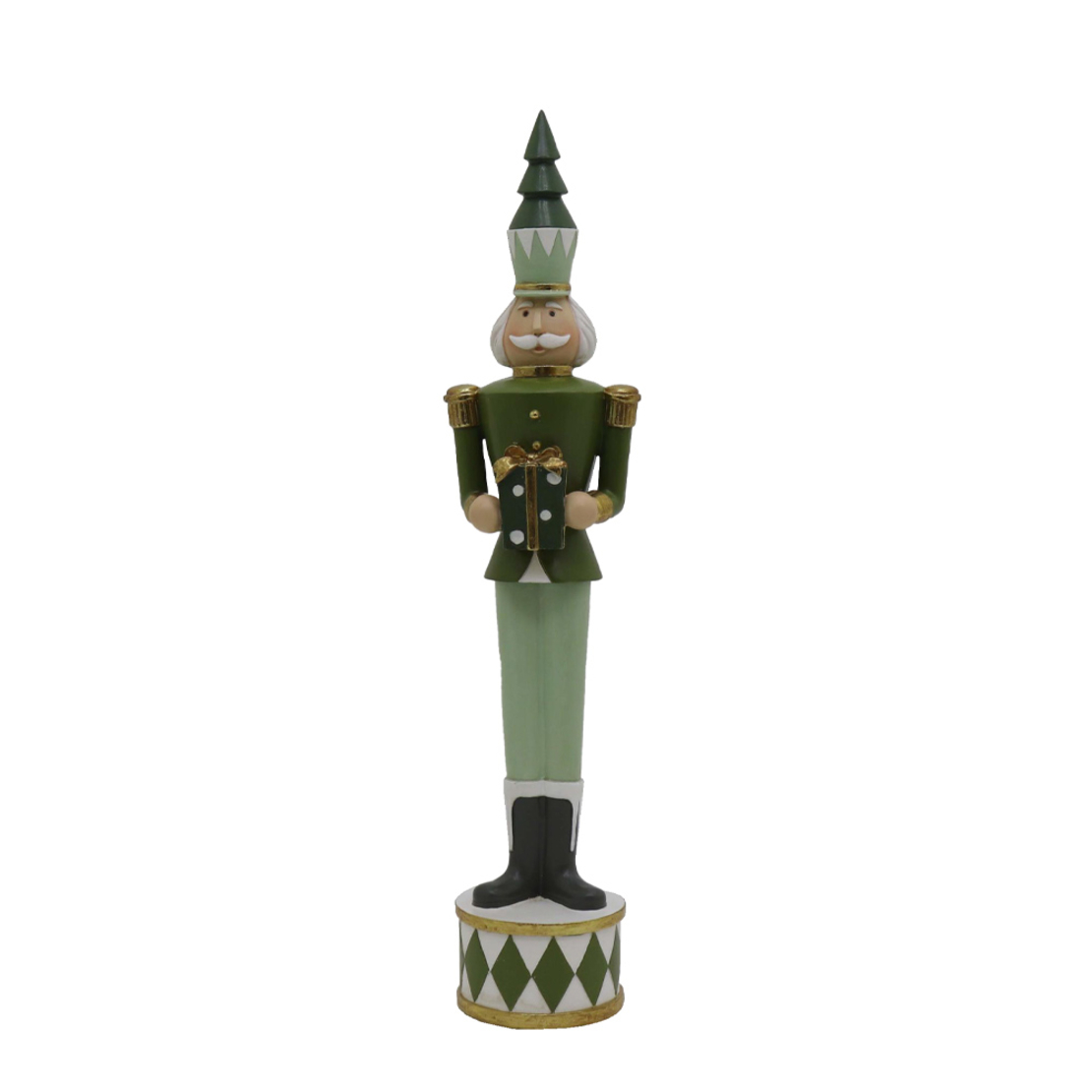 XMAS GREEN SOLDIER L DECO POLYRESIN GREEN WHITE GO