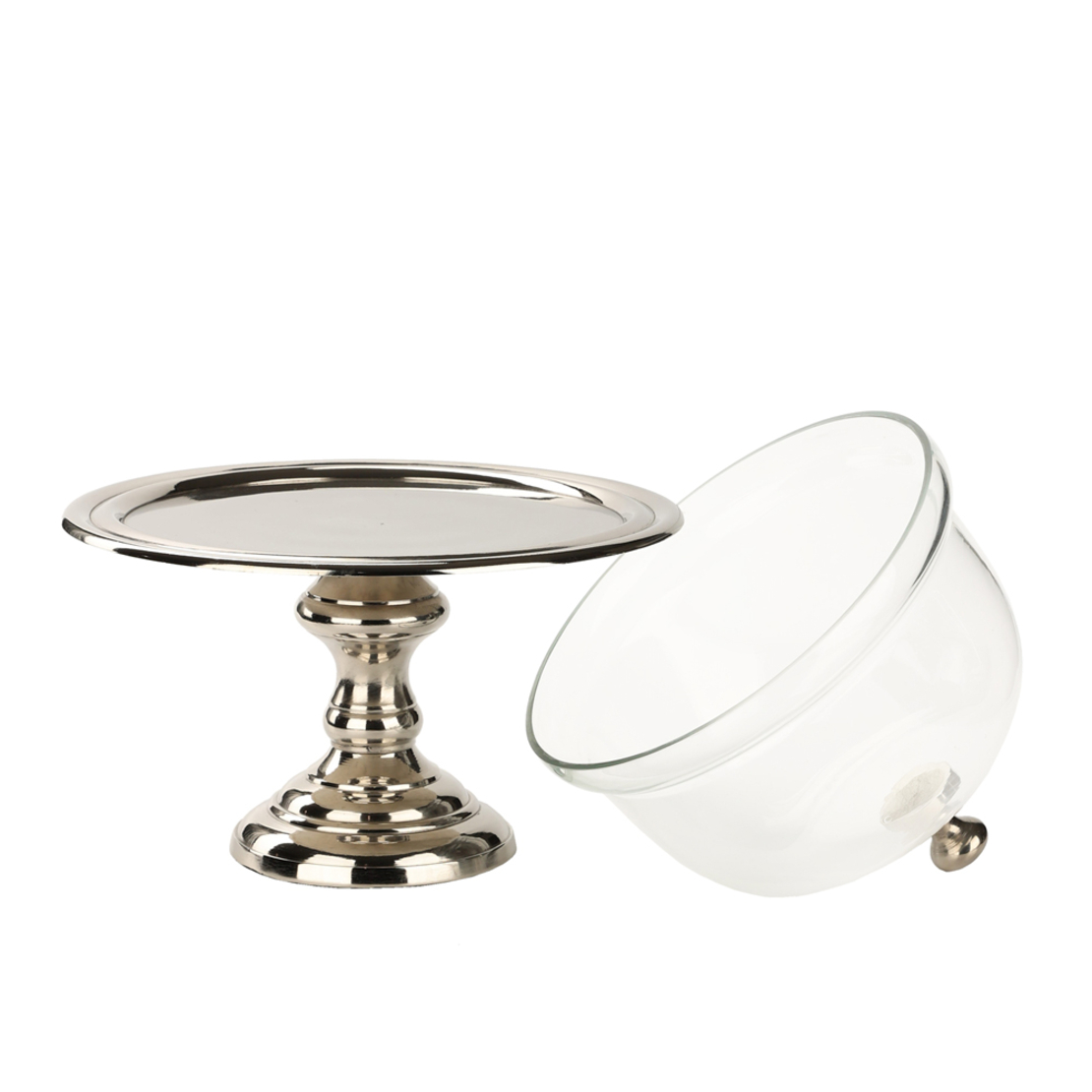 VOIR COUP ALUMINIUM GLASS SILVER D23xH28cm IN