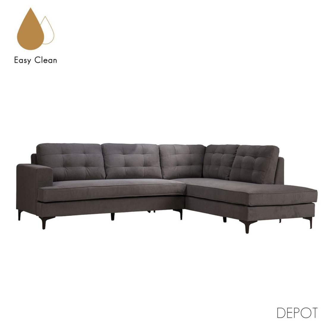 AMSTERDAM SOFA CORNER RIGHT EASY CLEAN FABRIC GREY E1 EU