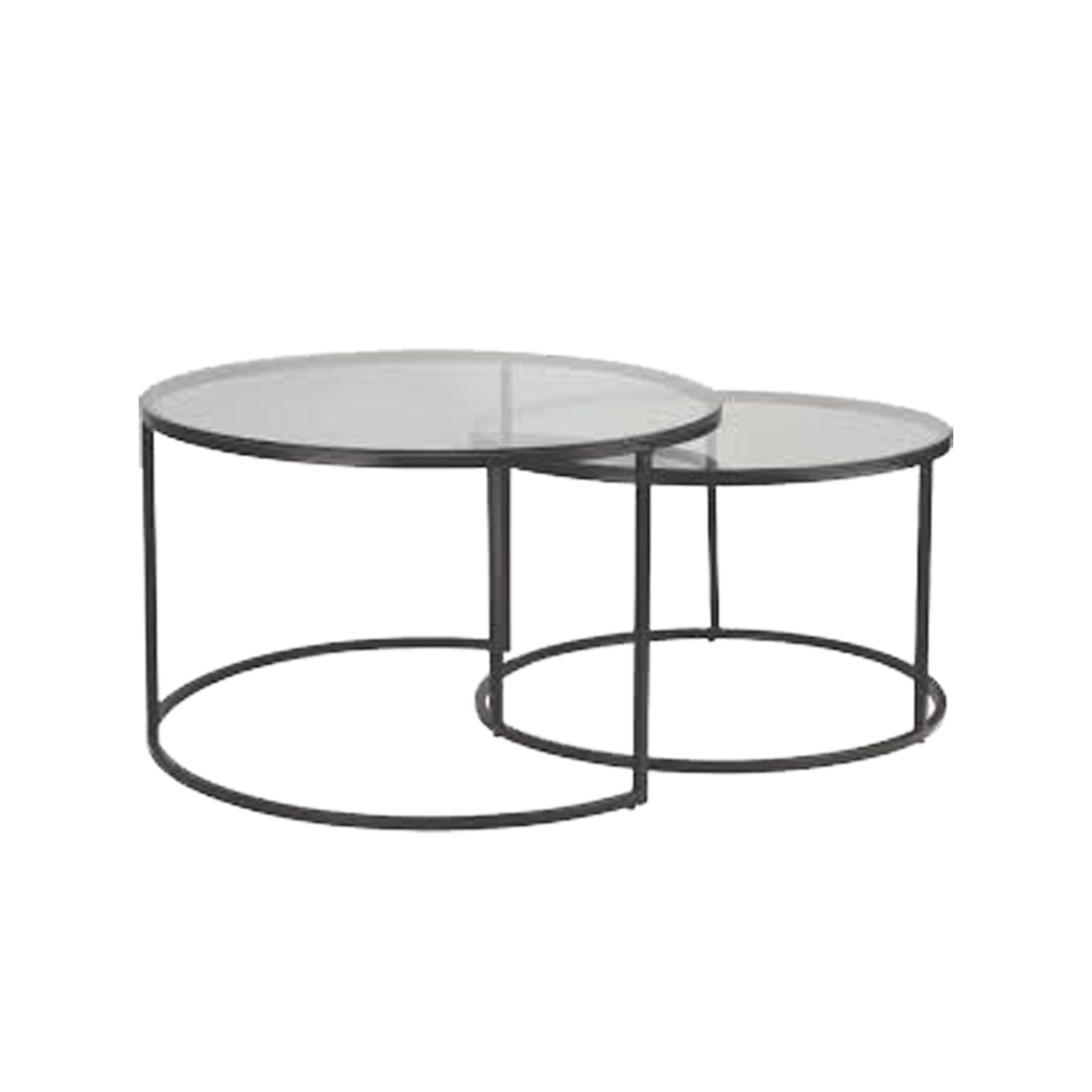 SOLAR COFFEE TABLE SET 2PCS GLASS TRANSPARENT BLACK 75x75xH45cm PRC