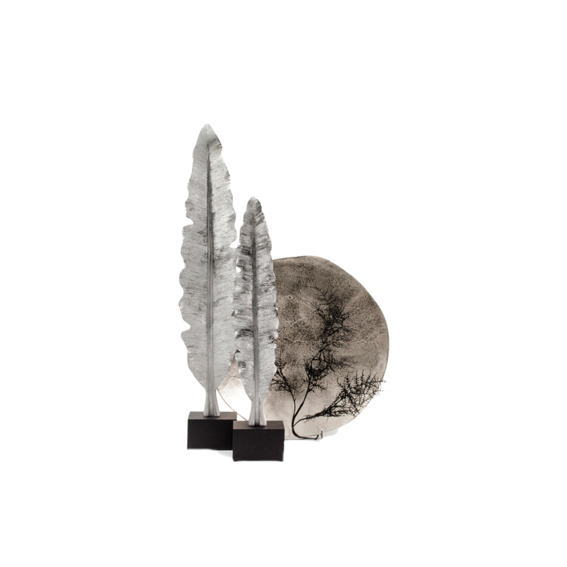 FEATHERS DECO FEATHER POLYRESIN SILVER 11x11xH58cm