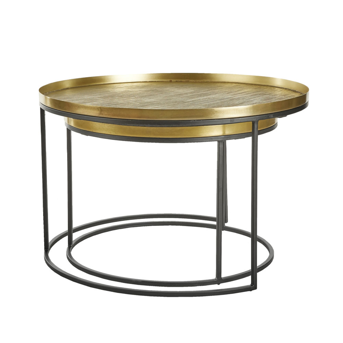 TOTALE COFFEE TABLE SET 2PCS METAL BRASS ANTIQUE BLACK 76x76xH43,5cm IN