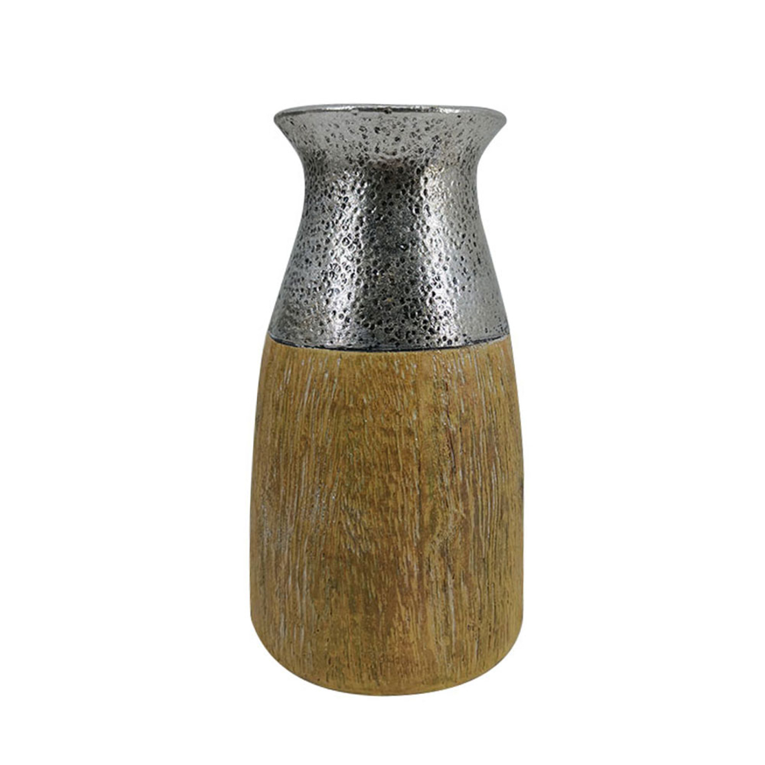CHERN VASE POLYRESIN NATURAL SILVER D8,2xH14,5cm P