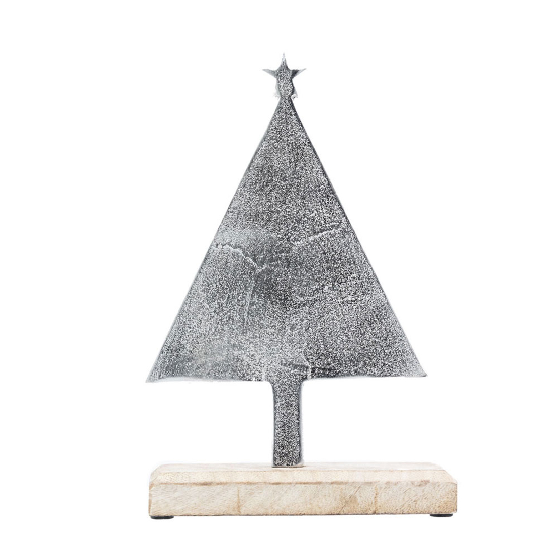 XMAS FELIZ 1 TREE WOOD ALUMINIUM SILVER 18x5xH27,5