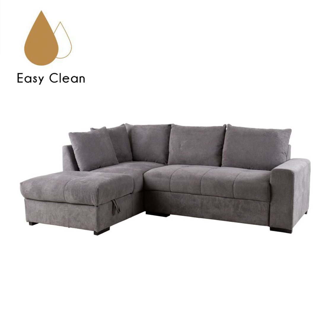 BILL SOFA BED CORNER LEFT EASY CLEAN FABRIC STONE E1 EU