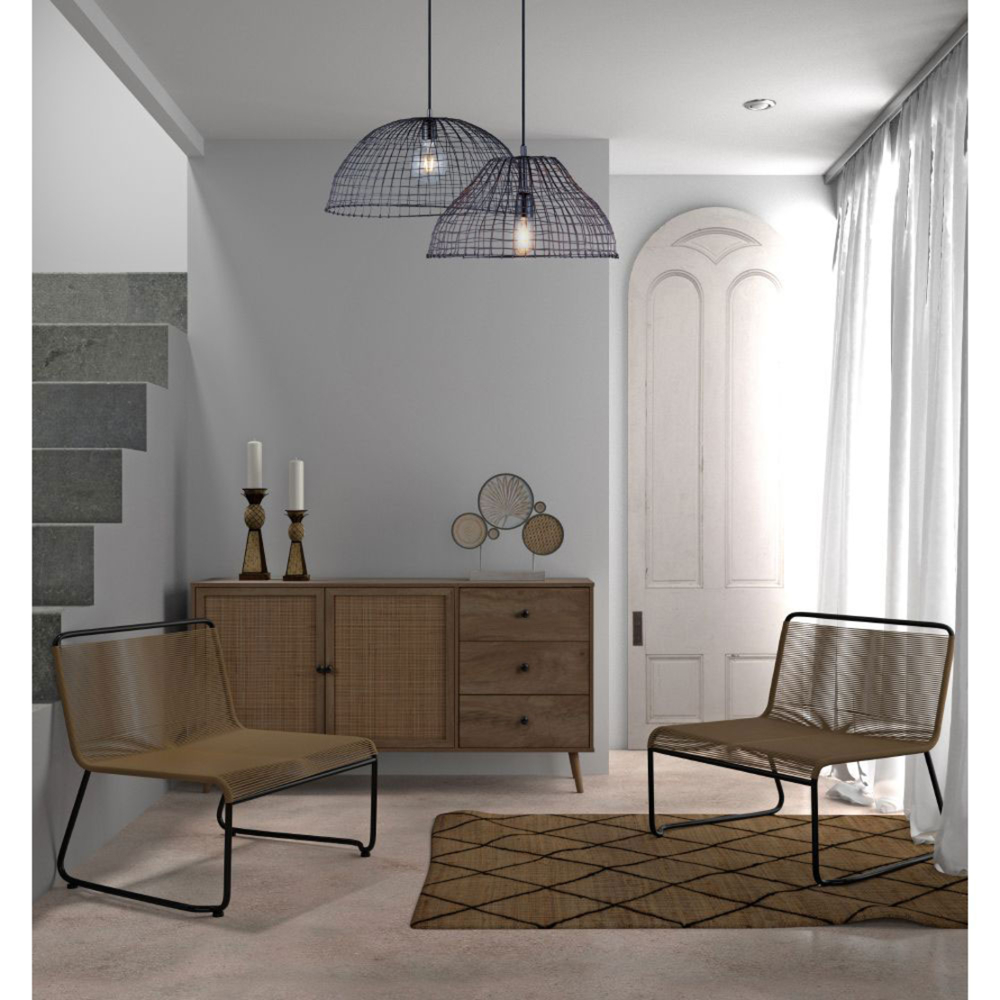 AMMOS SIDEBOARD 3DRAWERS CHIPBOARD WITH MELAMINE CARTA NATURAL WITH RATTAN 150x39xH79cm E1 PRC