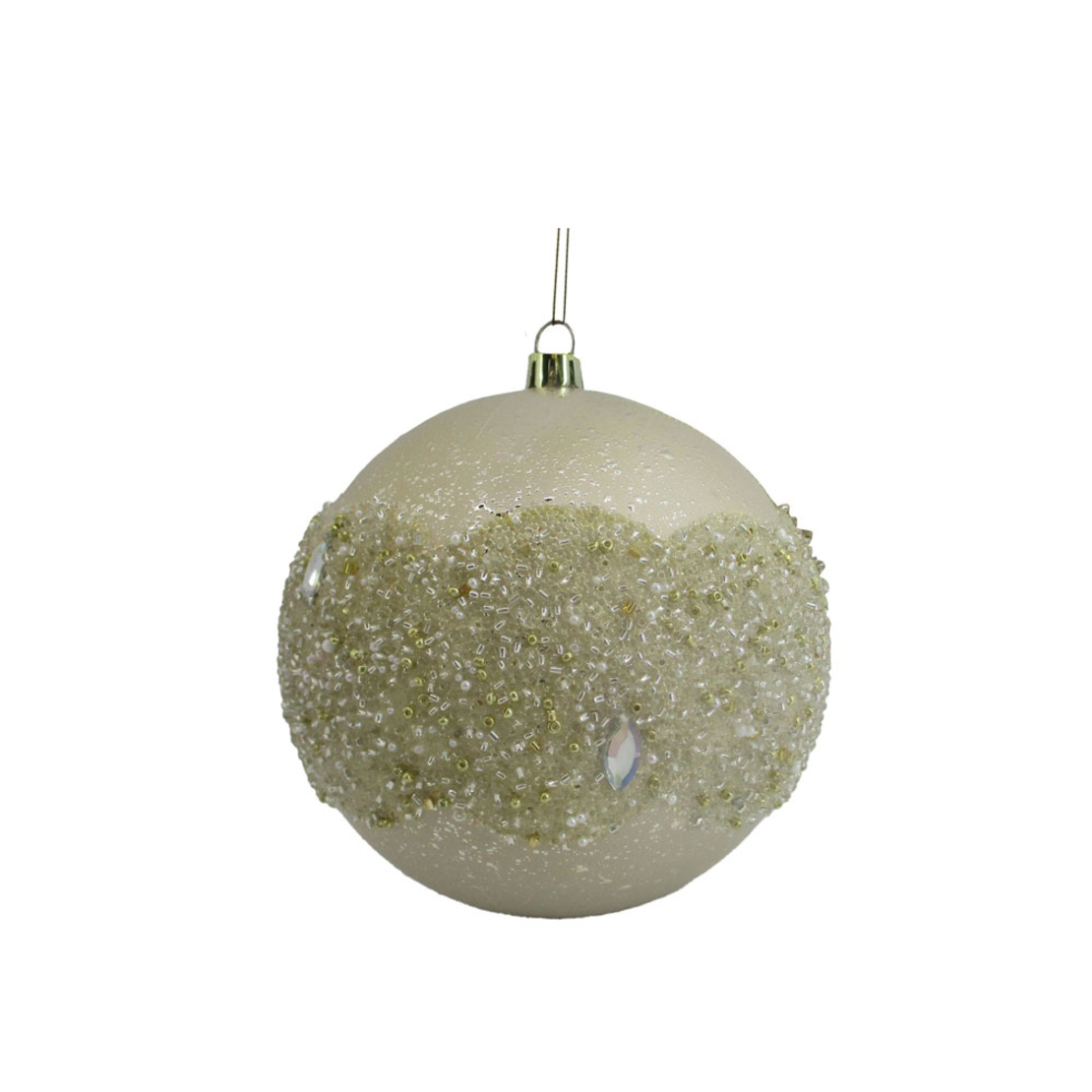 DIAMOND CHRISTMAS BALL 12x12x12 PLASTIC CHAMPAGNE