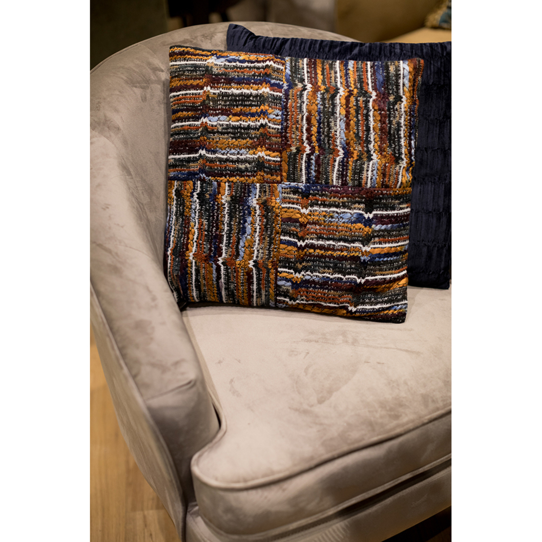 RELIEF DECOR CUSHION FABRIC POLYESTER BLUE 45x45cm