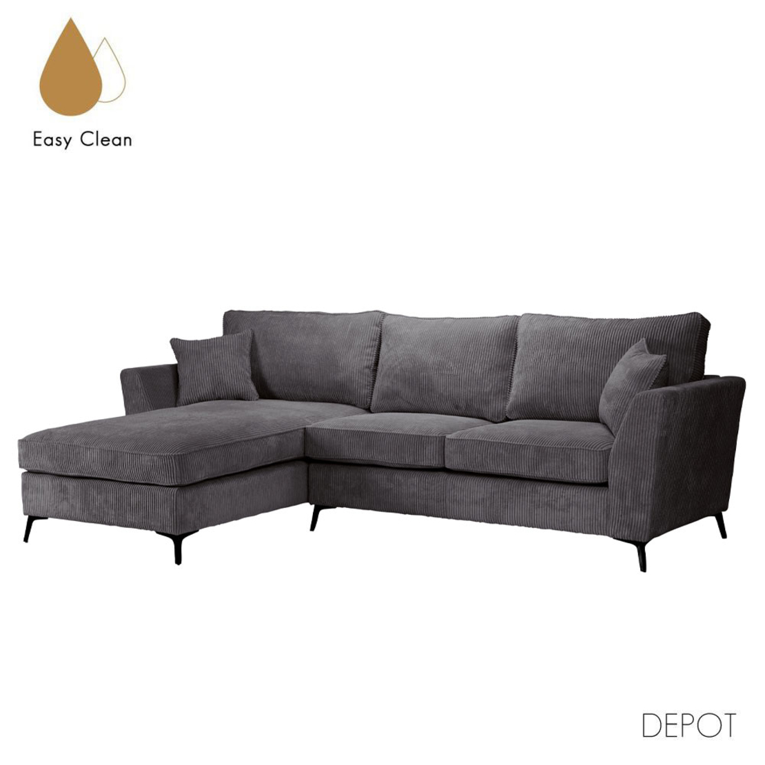 BOEL SOFA CORNER LEFT EASY CLEAN FABRIC GREY E1 EU new