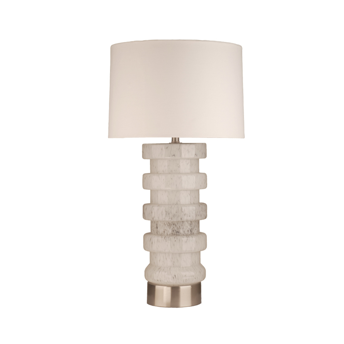 SUTTON LAMP TABLE GLASS LINEN WHITE GREY SILVER WH
