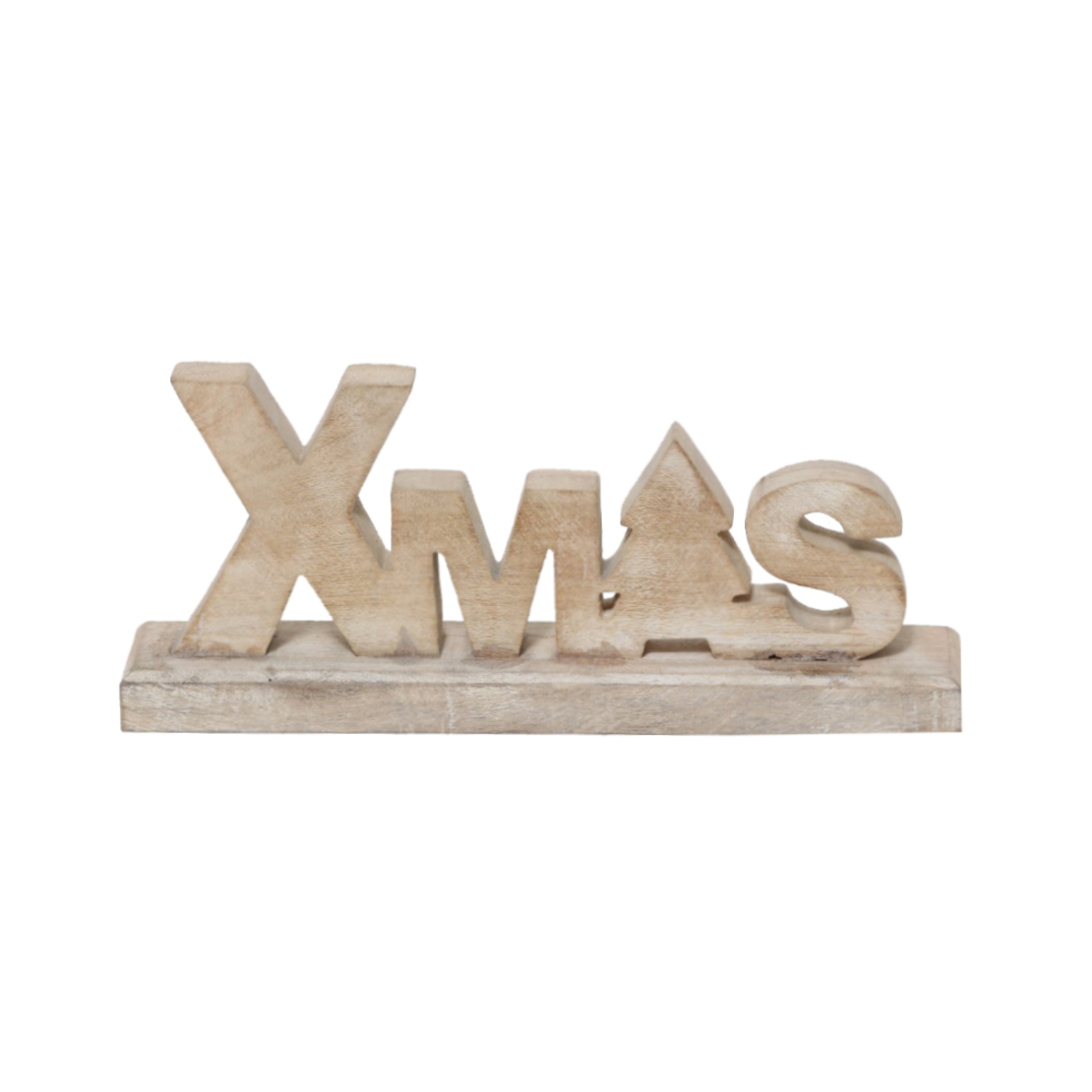 XMAS WHITE XMAS DECO WOOD MANGO WHITE WASHED 10x2,
