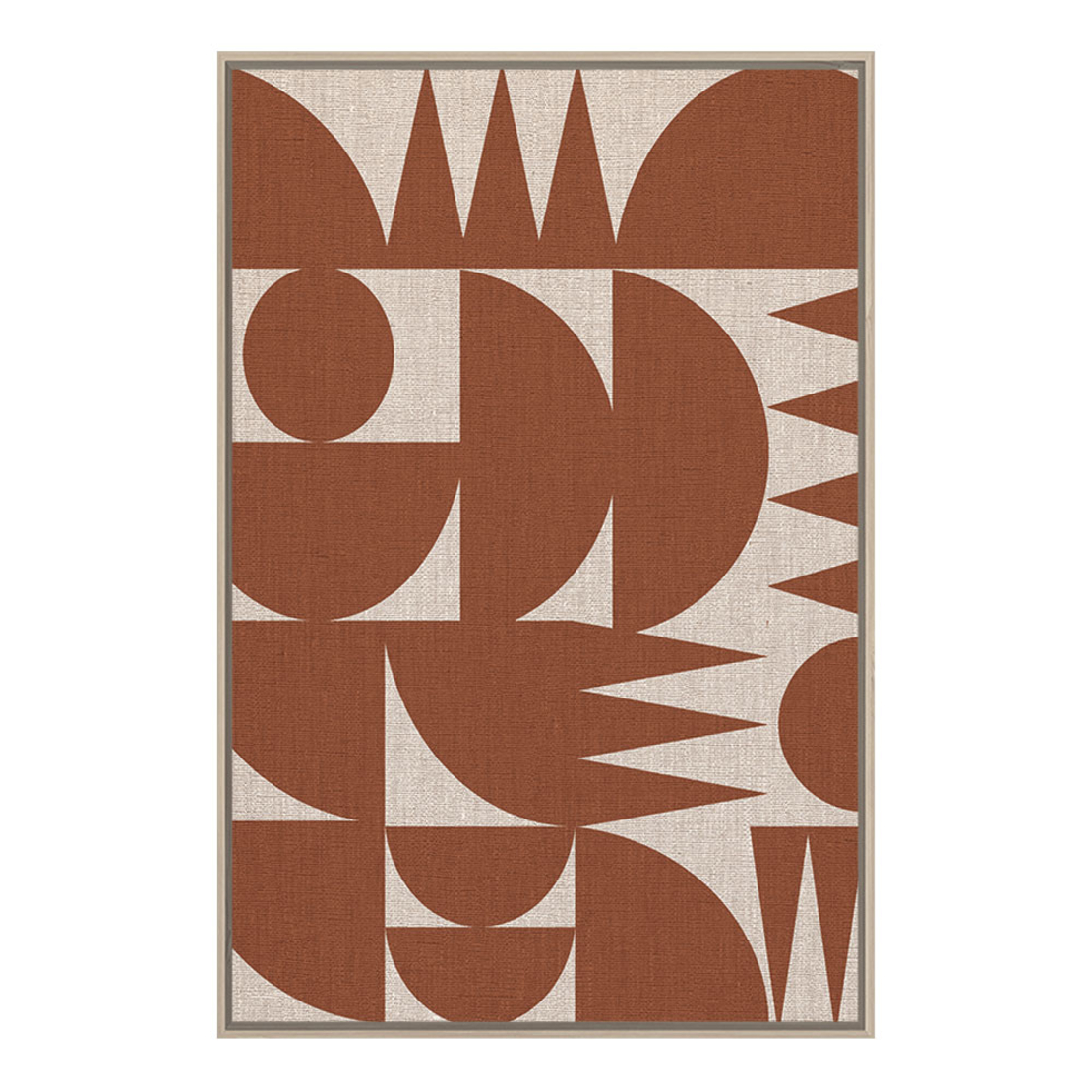 GEOMETRIC CUBISM PAINTING CANVAS TERRACOTTA WOOD F