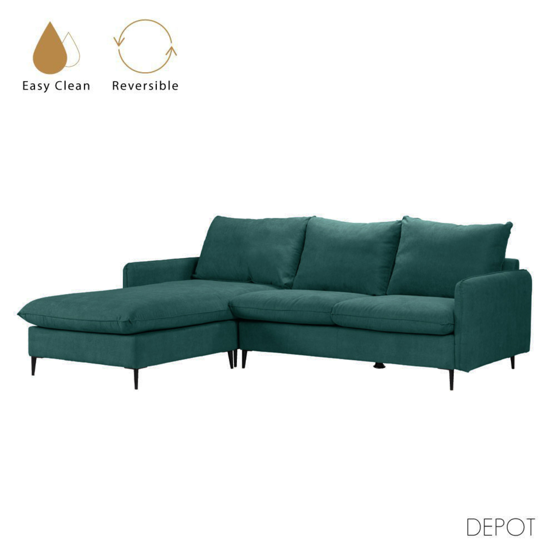 NITRO SOFA REVERSABLE CORNER EASY CLEAN FABRIC PETROL E1 EU