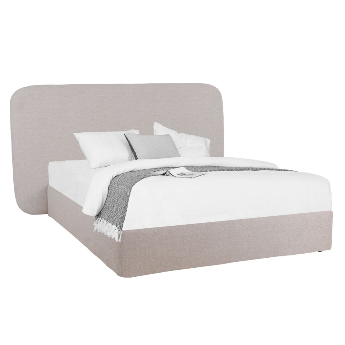 OVAL BED WITHOUT STORAGE (FOR MATTRESS 160x200cm) FABRIC OFF WHITE FABRIC E1 EU
