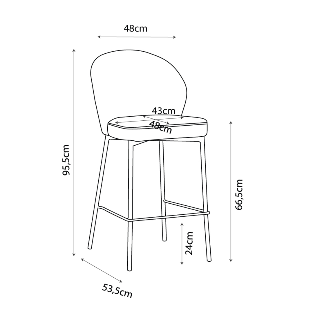 LUNE STOOL BAR FABRIC GREEN DARK METAL BLACK PRC