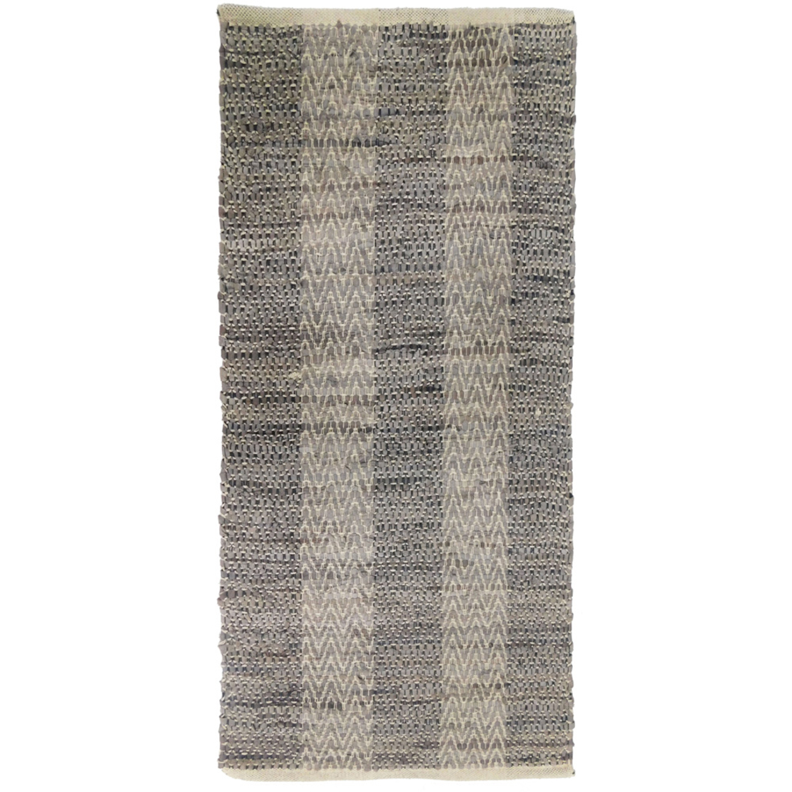 FISHBONE CARPET LEATHER GREY BEIGE 70x150cm IN