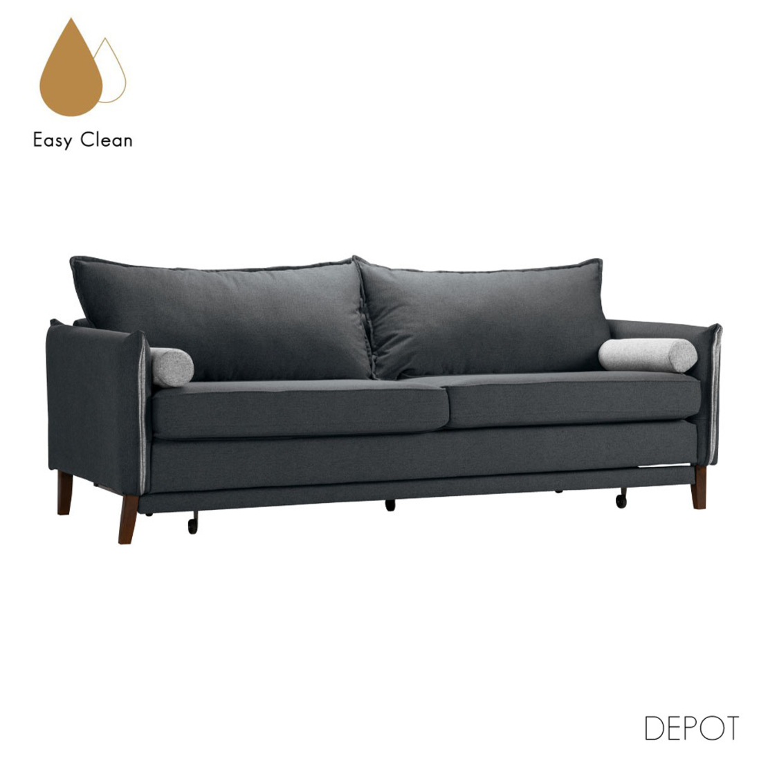 COMMODO SOFA BED 3SEAT EASY CLEAN FABRIC ANTHRACITE GREY E1 EU
