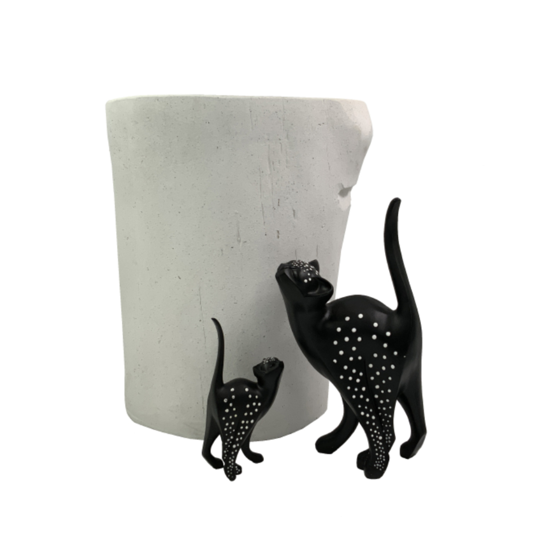 SUERTE 2 DECO CAT POLYRESIN BLACK WHITE 18x10xH33c