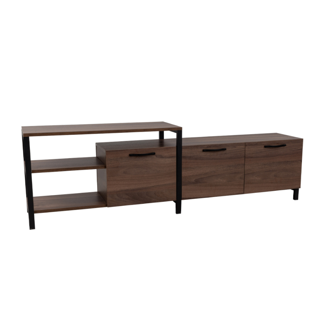 RAM TV STAND MELAMINE WALNUT BLACK METAL 180x35xH55cm E1 TR