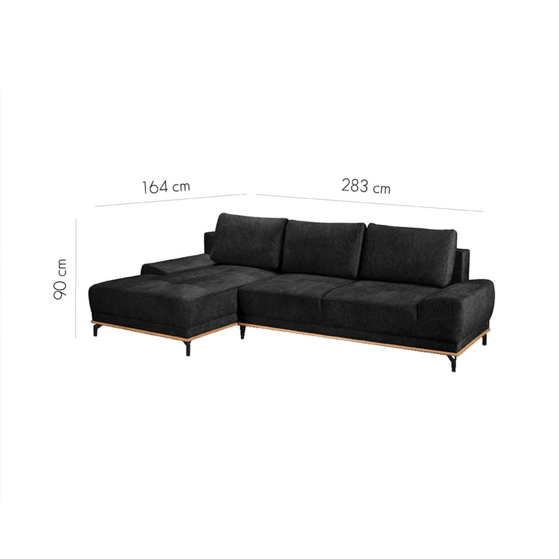 NATURA SOFA BED CORNER LEFT EASY CLEAN FABRIC ANTHRACITE E1 EU