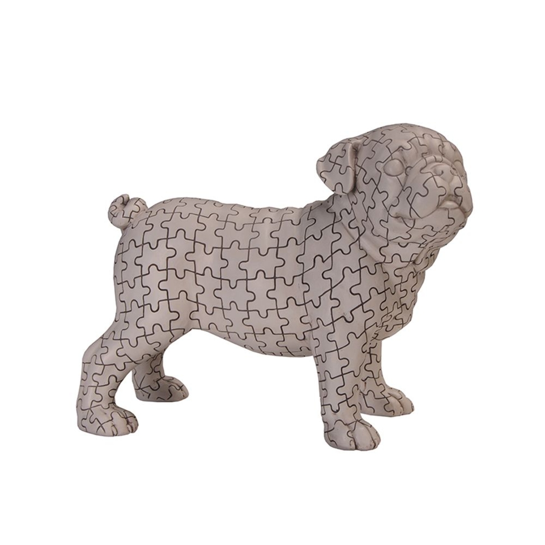 PUZZLE 1 DECO DOG POLYRESIN WHITE BLACK 22,5x11,6x