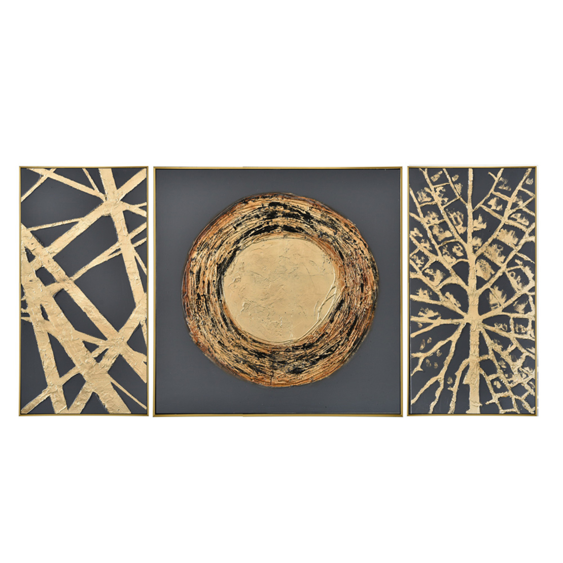 TRIPLET PAINTING SET 3PCS CANVAS BLACK BLACK WOOD