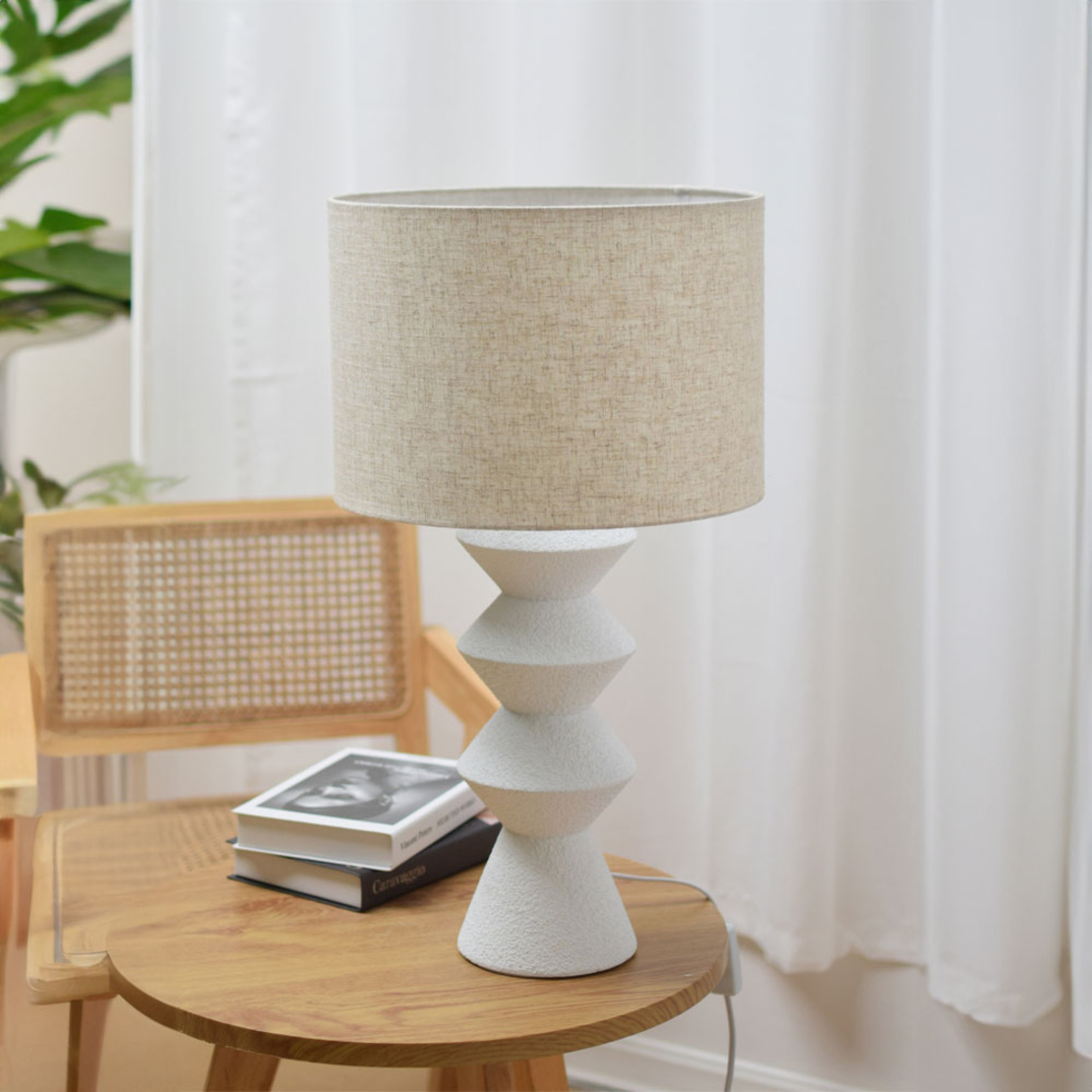 PIERCE LAMP TABLE FIBERCLAY LINEN WHITE BEIGE 14x1