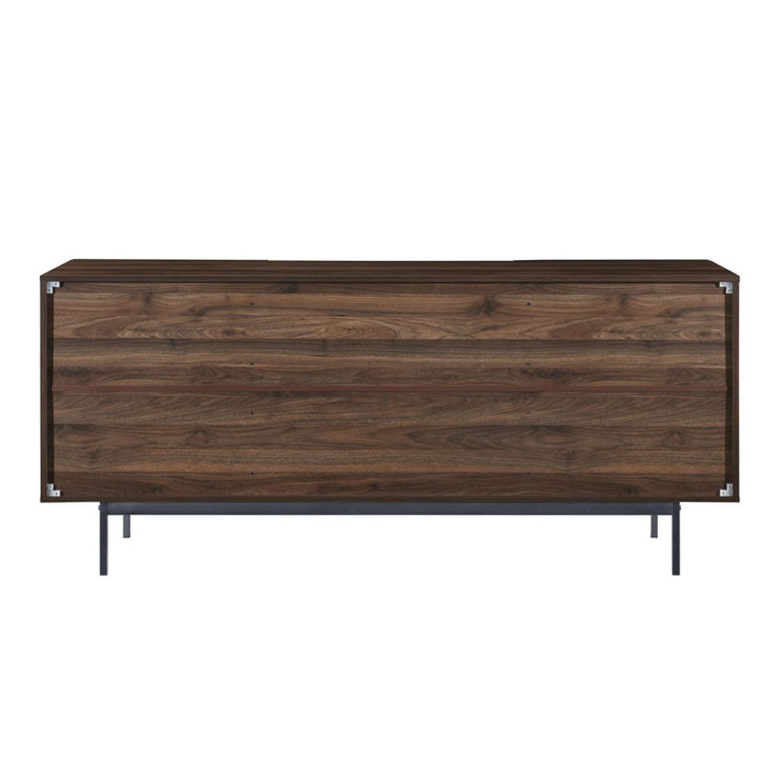 GROOVES SIDEBOARD 2DOORS 2DRAWERS CHIPBOARD WITH MELAMINE CARTA WALNUT GREY METAL 180x40xH80cm MY