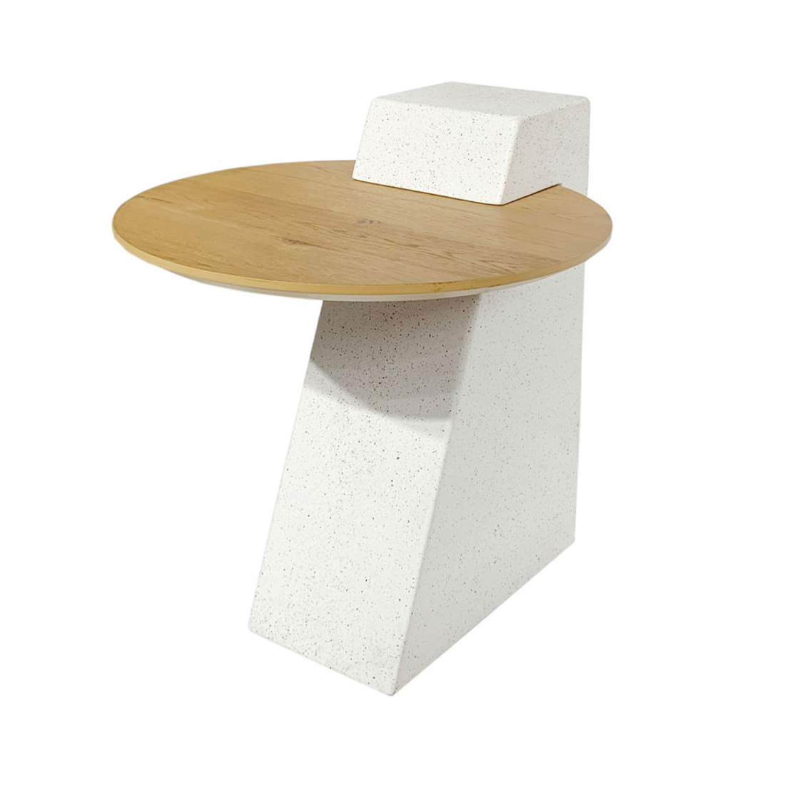 ASSYMETRON SIDE TABLE VENEER ΟΑΚ NATURAL CEMENT GREY LIGHT 51x45xH51cm E1 PRC