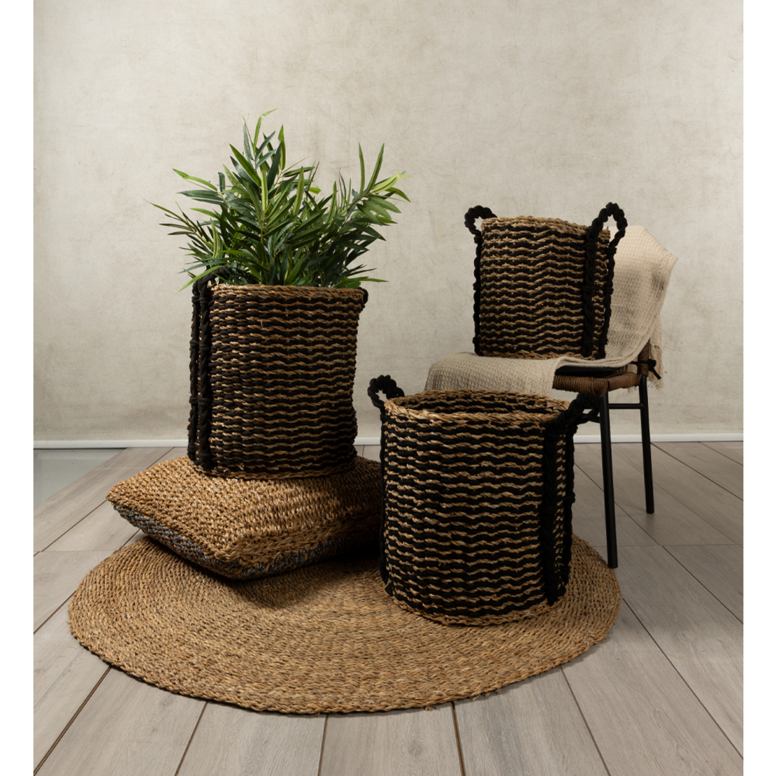 DURUK BASKET SET 3PCS SEAGRASS HOGLA ROPE NATURAL