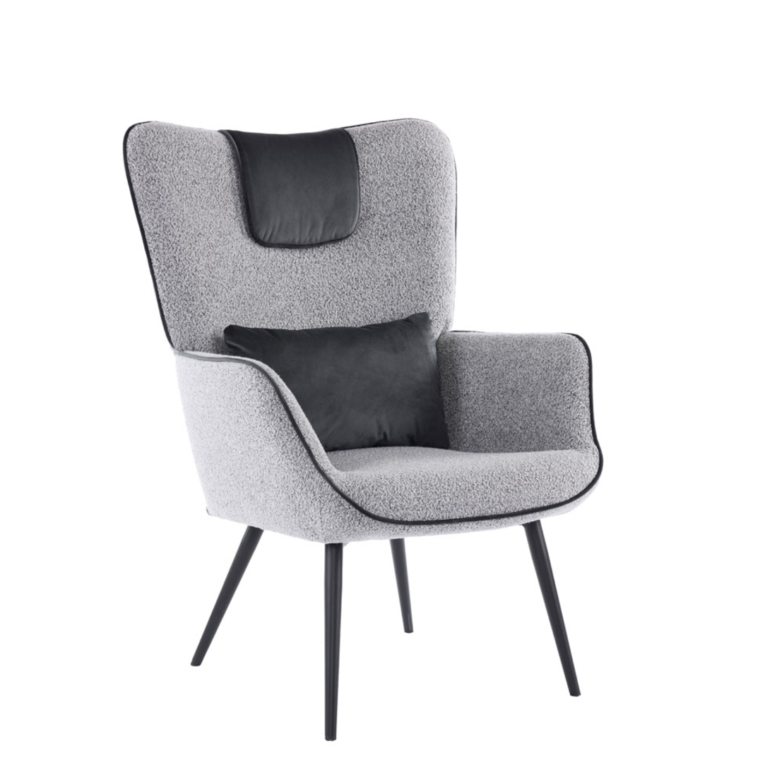 MANIFEST ARMCHAIR FABRIC GREY METAL BLACK PRC