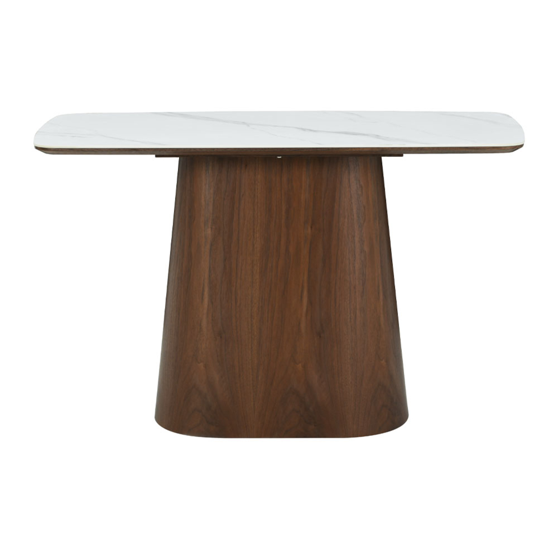TOTEM CONSOLE GLASS WALNUT WHITE WITH MARBLE PATTERN VENEER ΟΑΚ 120x50x76 E1 PRC
