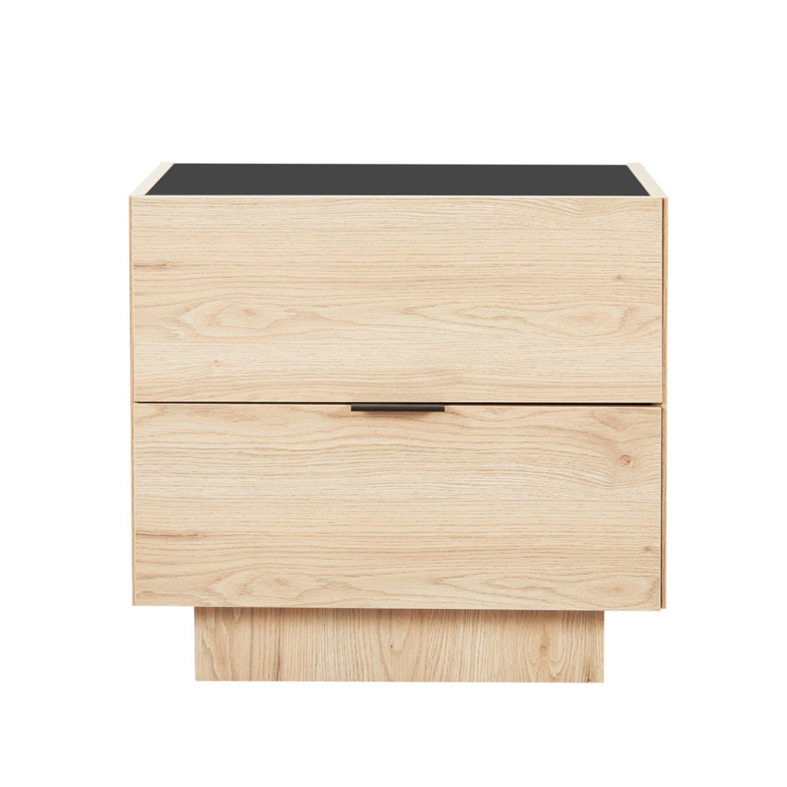 CUBIUS NIGHTSTAND 2DRAWERS MELAMINE NATURAL MELAMINE SMOKE BLACK E1