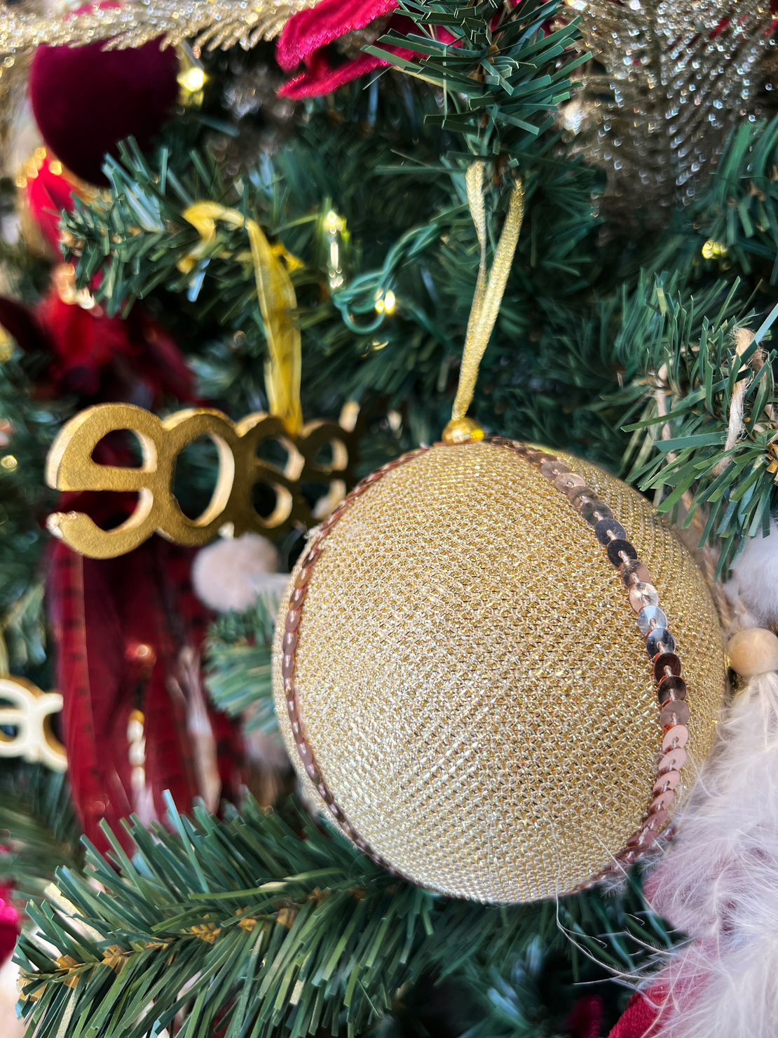XMAS GLAM GOLD 1 BALL POLYFOAM FABRIC GOLD D10xH10