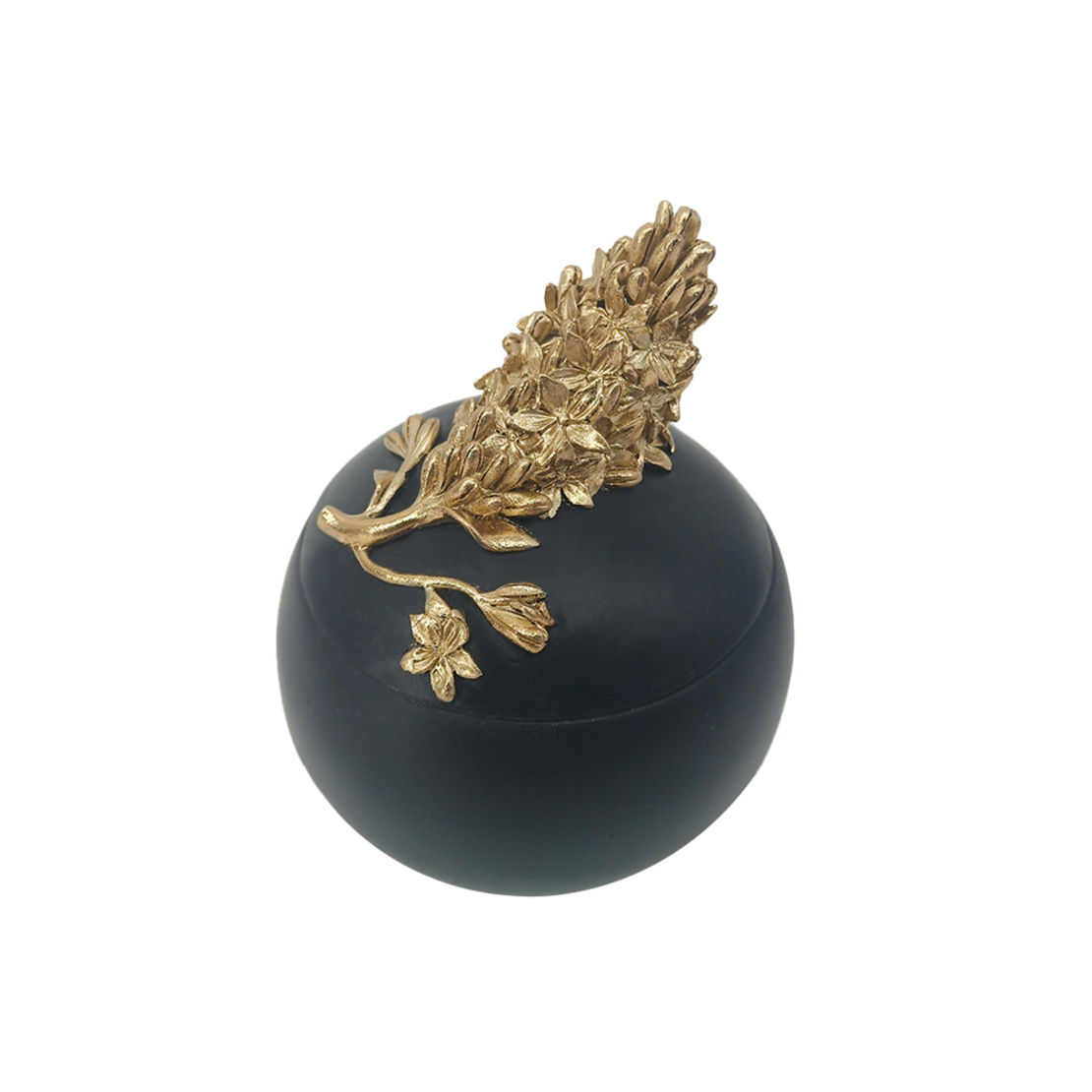 BLOOM 2 BOX STORAGE POLYRESIN BLACK GOLD D9,5xH9,7