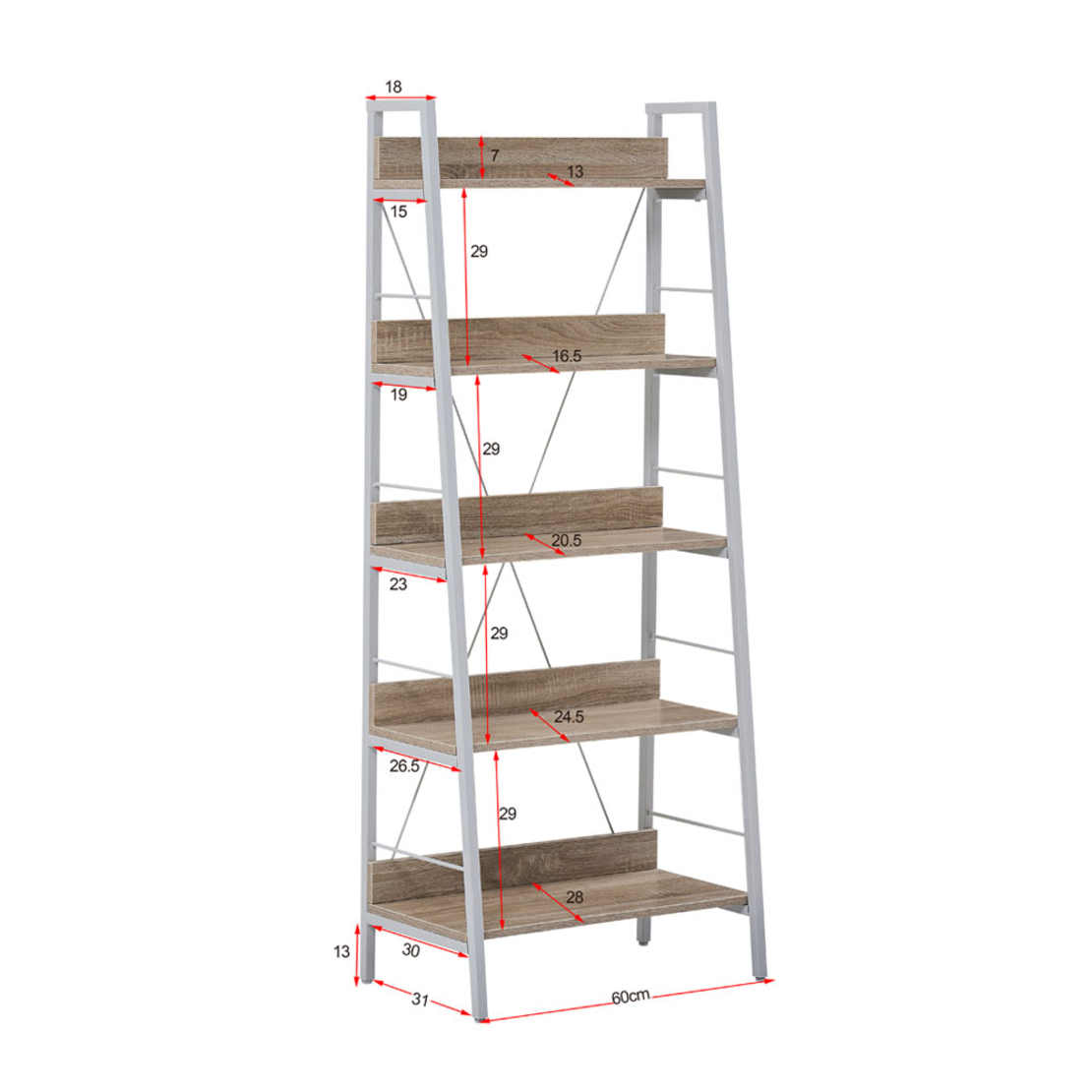 ONE STEP UP BOOKCASE 5SHELVES CHIPBOARD WITH MELAMINE SONOMA WHITE 60x35xH149cm E1 PRC