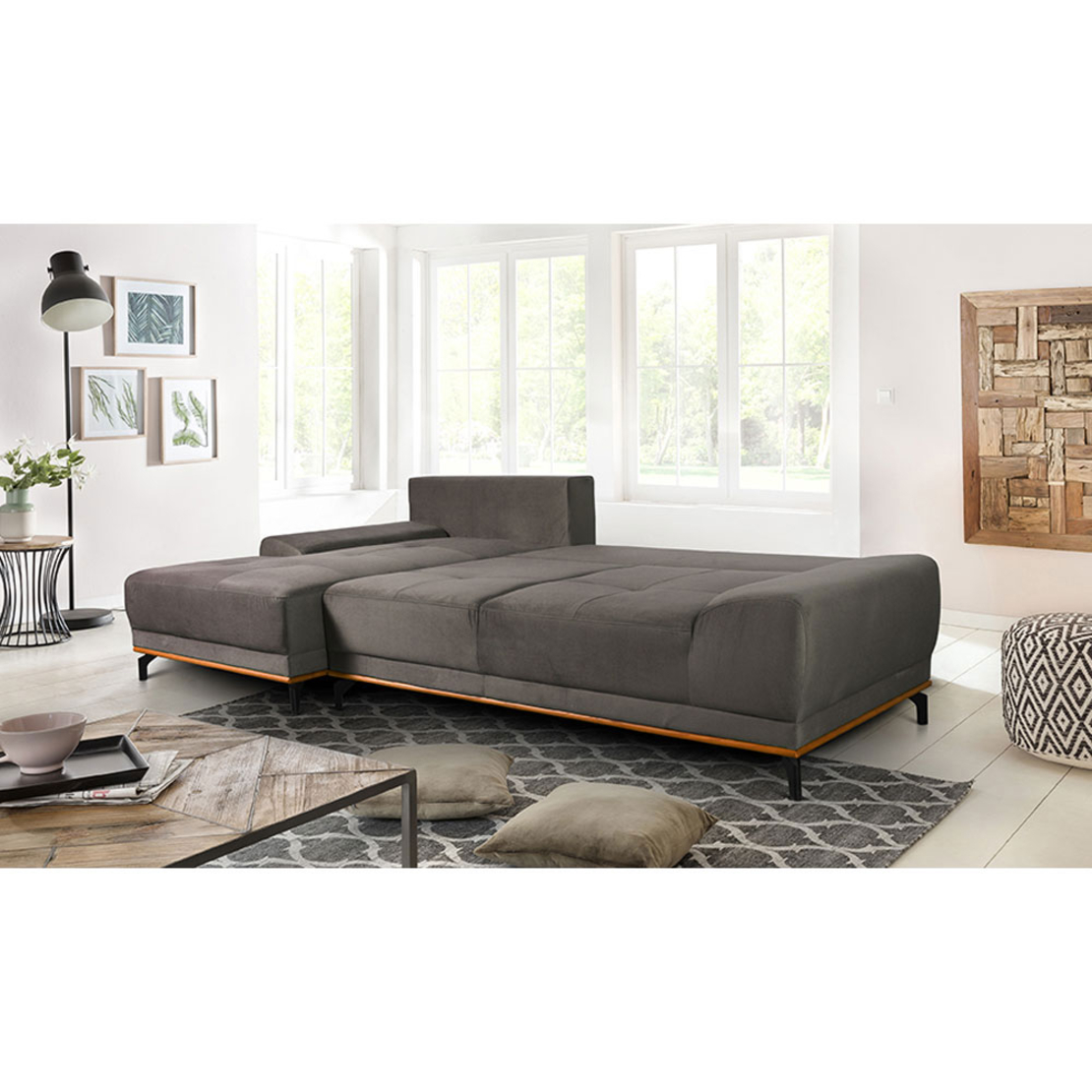 NATURA SOFA BED CORNER LEFT EASY CLEAN FABRIC TAUPE E1 EU