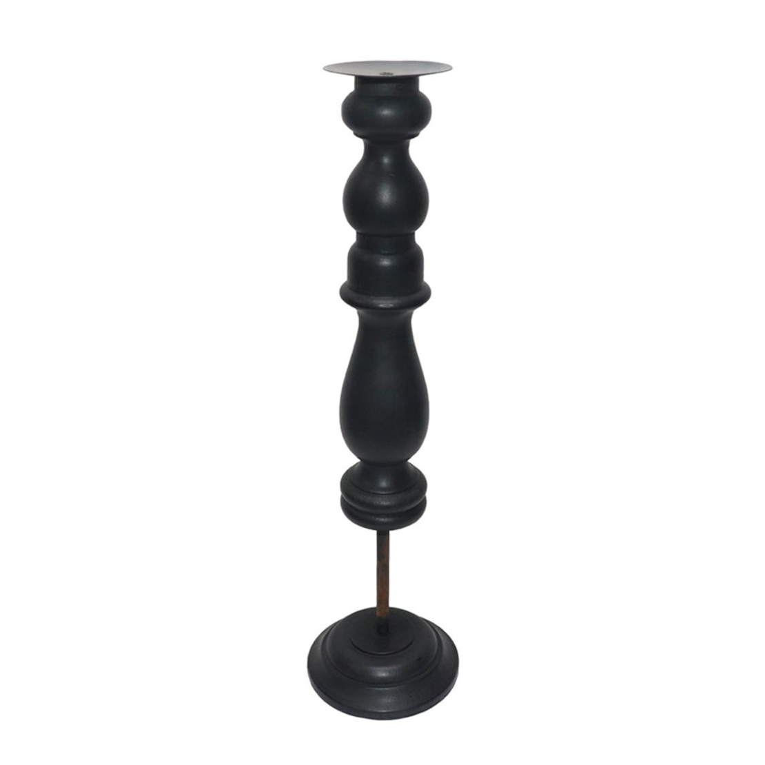 HIPPO CANDLE HOLDER WOOD METAL BLACK D12xH46cm IN